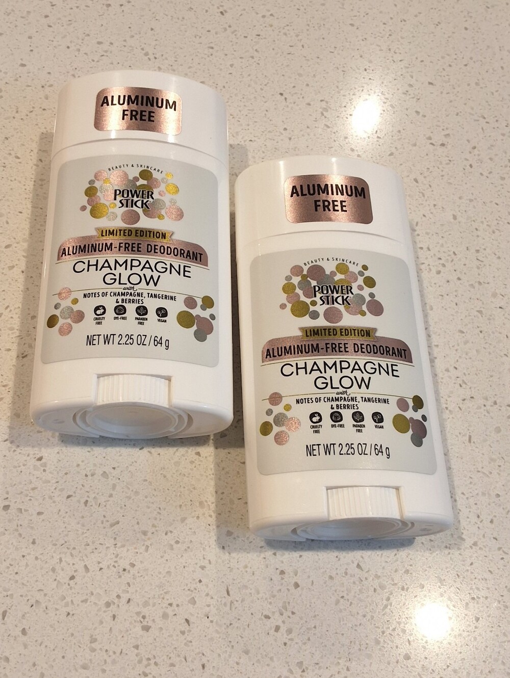 Power Stick Champagne Glow Aluminum Free Deodorant, Bundle Of 2, Limited Edition